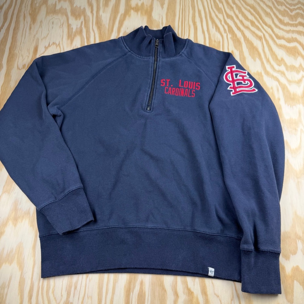 47 Brand St. Louis Cardinals Mens Medium Navy Blue Quarter Zip Sweatshirt MLB